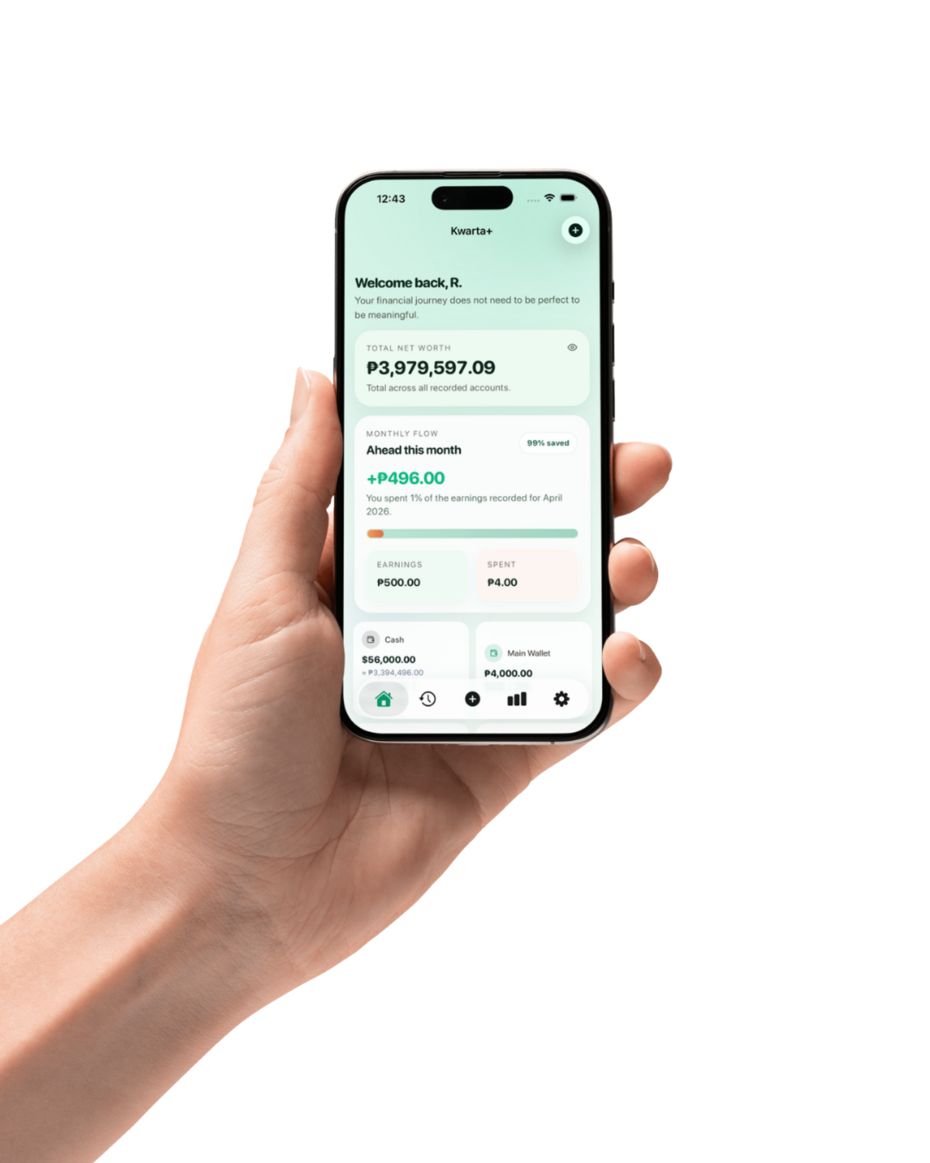 KwartaPlus home screen